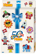 Load image into Gallery viewer, 50th Anniversary Hama Midi Beads Activity Box Set with 2,000 Beads, 3 pegboards, design sheet, intsructions and ironing paper