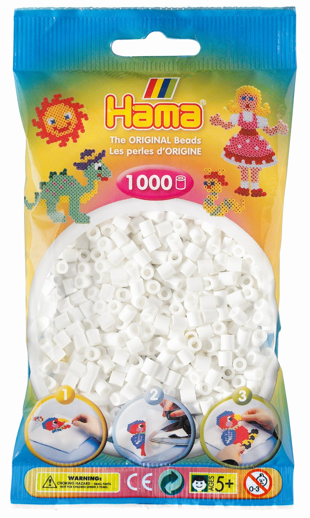 1,000 White HAMA Midi Beads
