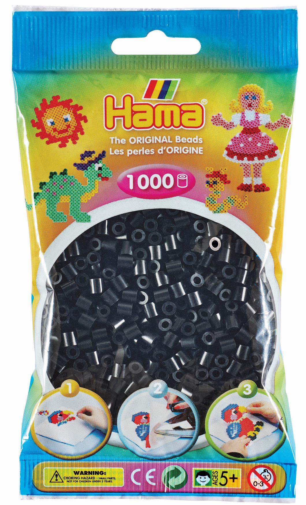 1,000 Black HAMA Midi Beads