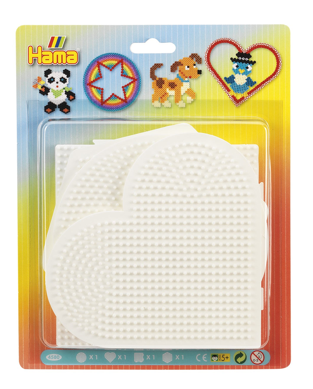 Round, Heart, Hexagon and Interlocking Square HAMA 4 Pack Large Pegboards