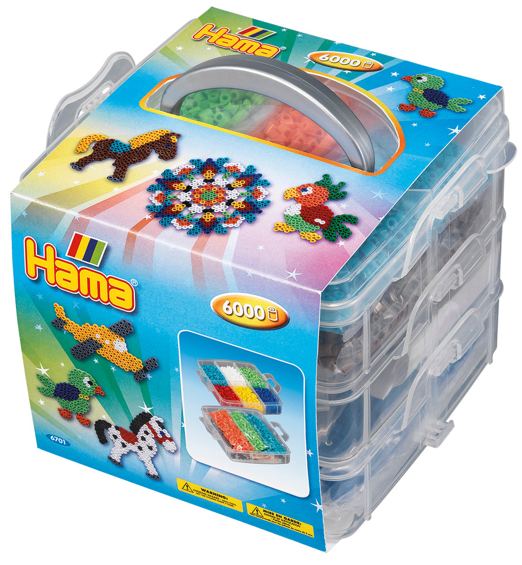 6,000 Mixed Color HAMA Midi Beads with Small Storage Box Set