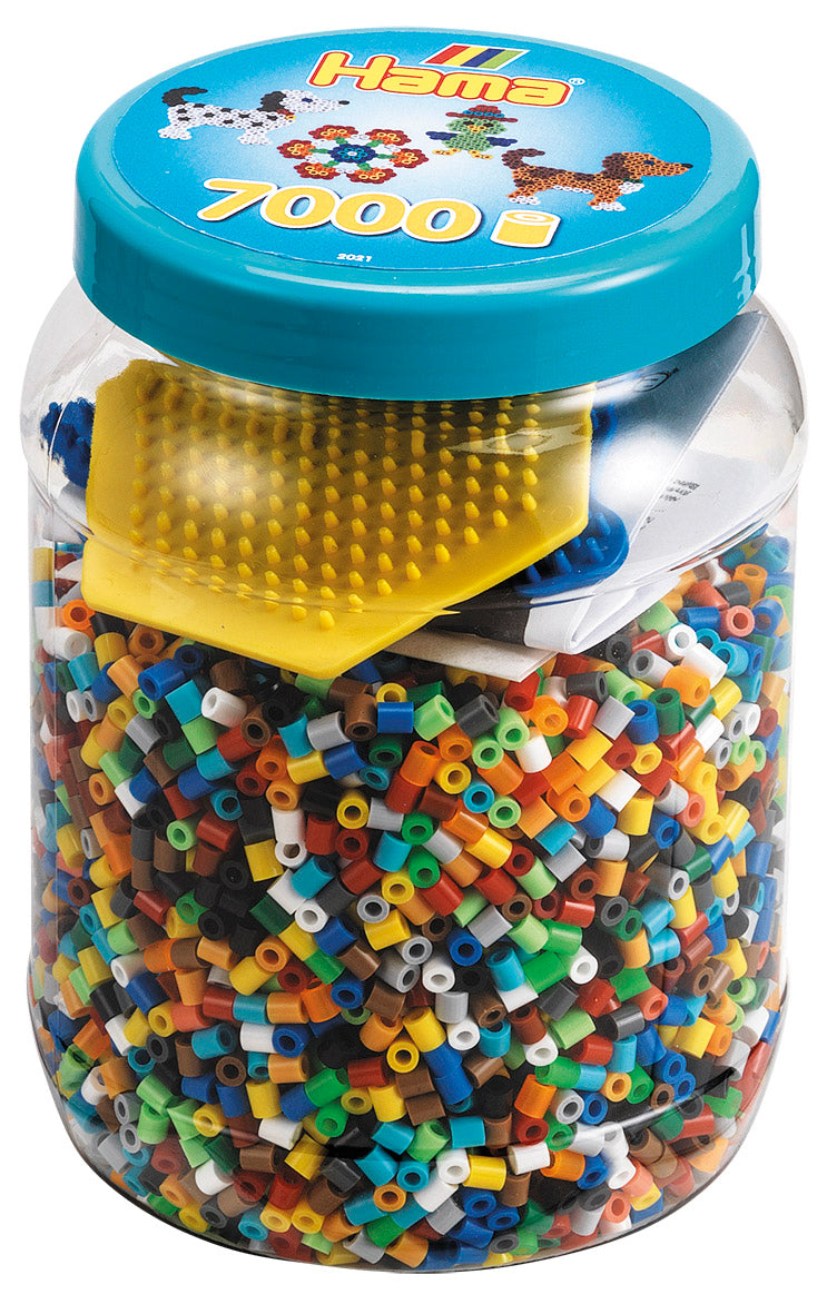 7,000 HAMA Mixed Midi Beads & Pegboards in Blue Tub